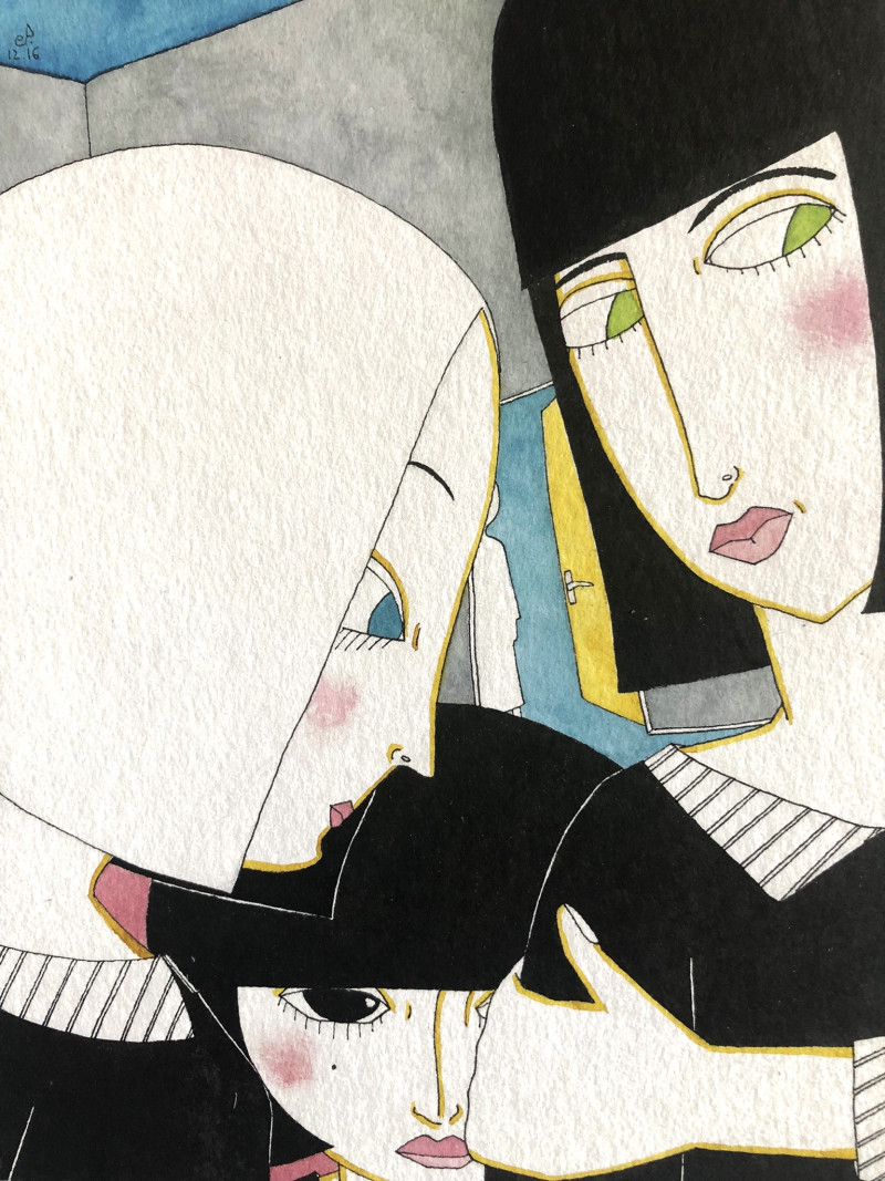 Entre nos murs/ Feutre fin, Encre aquarelle et feutre pinceau par Ema Dée - Image principale