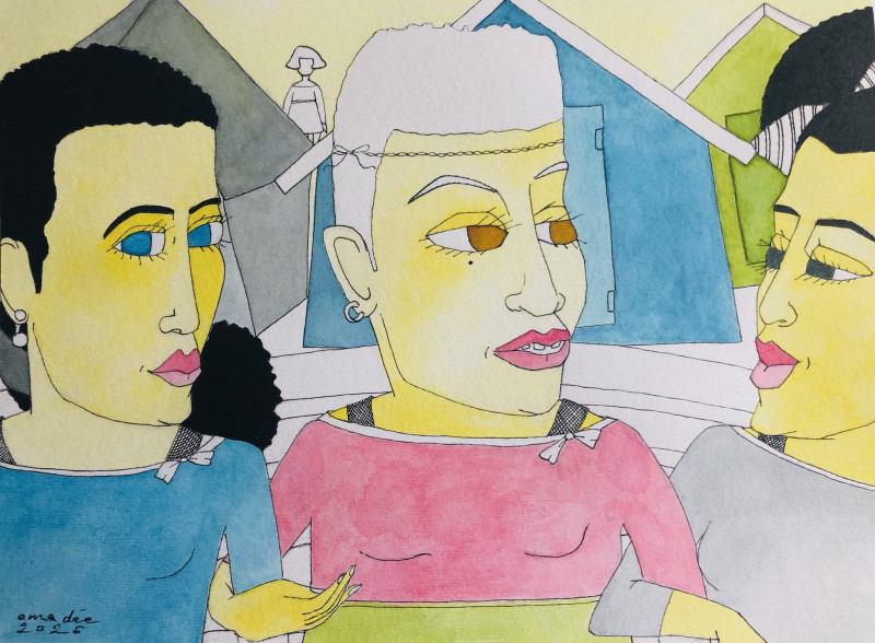 Sur les bancs publics/ Couleurs Ecoline par Ema Dée - Image principale