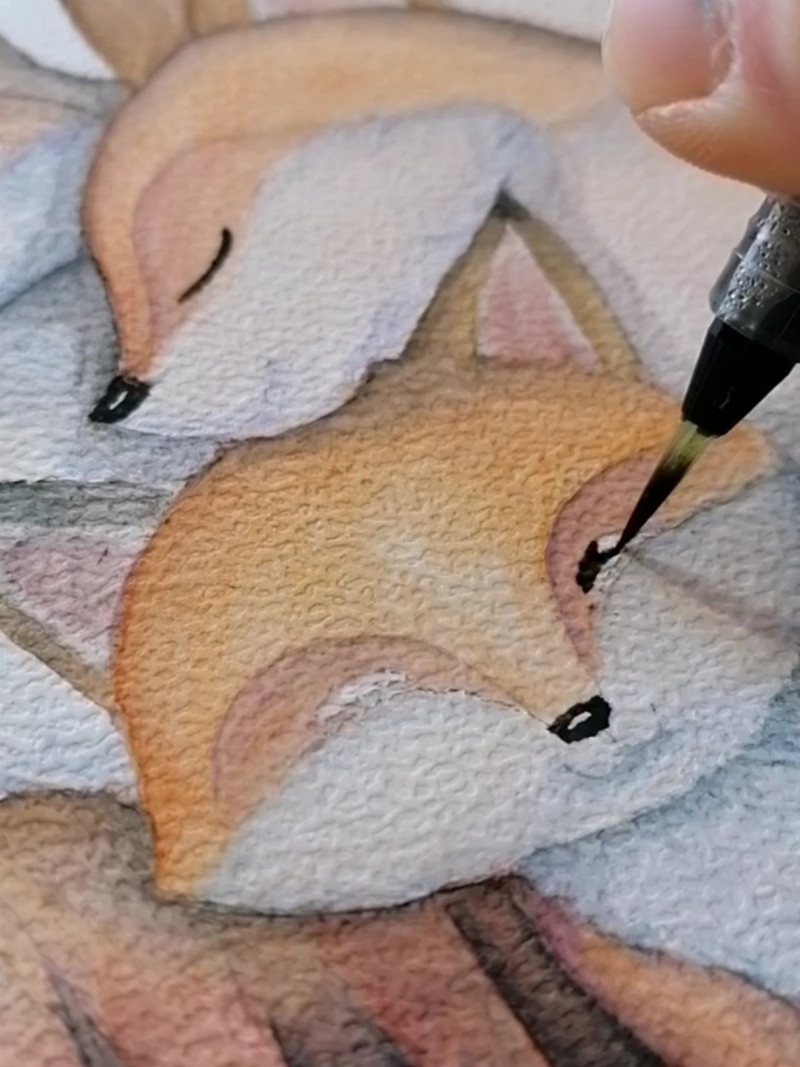 Cadre relief illustré "renards" - Prénom personnalisé par Gri Marina - Miniature 3