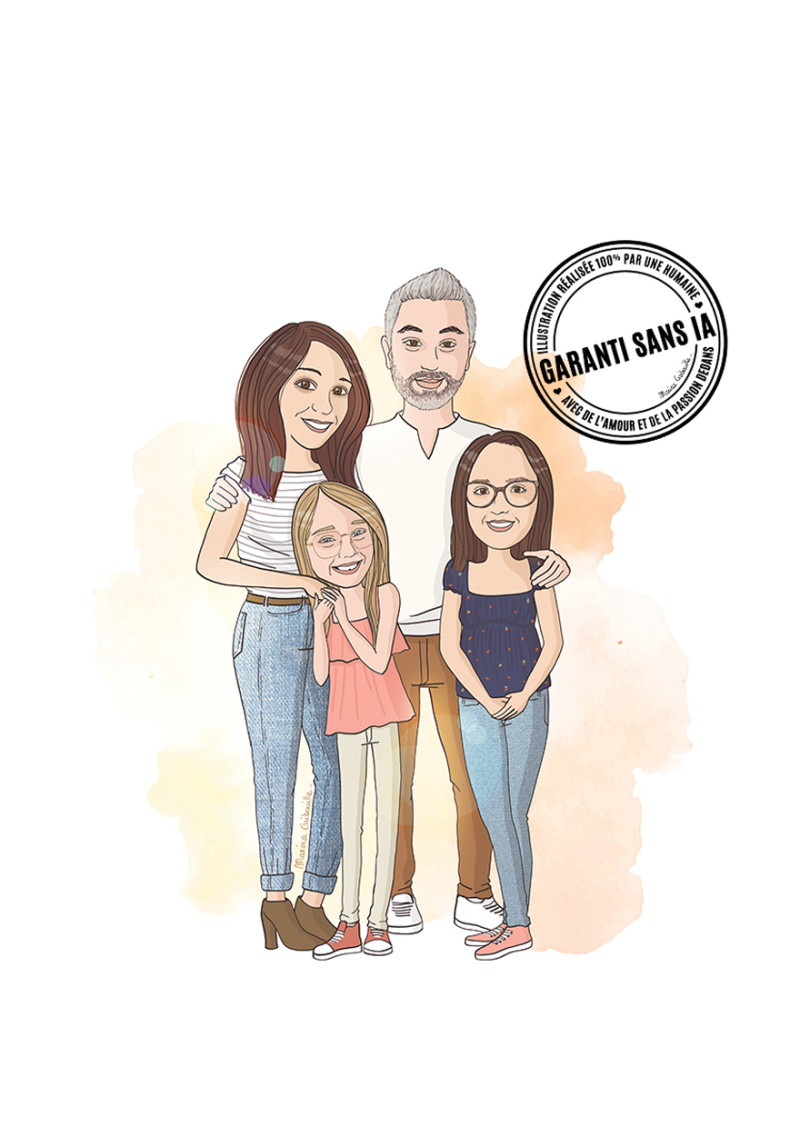 Illustration de Famille personnalisée (2 à 5 personnes) par Gri Marina - Image principale