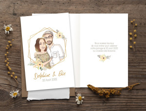 Faire-part mariage avec illustration sur-mesure -  - Produit créatif